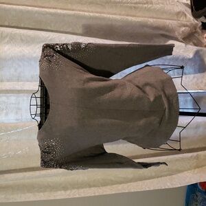 Gray Sweater with Embellished Shoulders